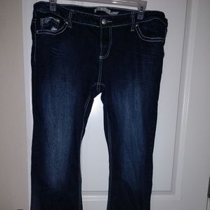 Dark denim boot cut jeans